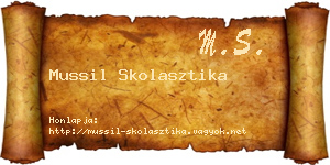 Mussil Skolasztika névjegykártya